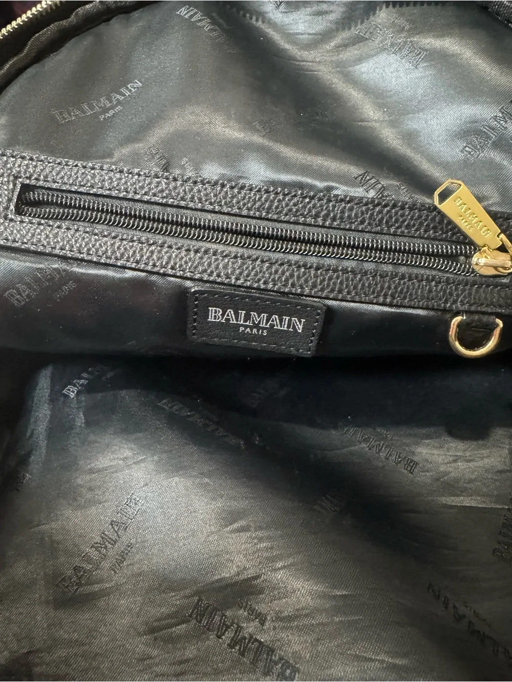 Balmain Paris 💯% Authentic Black Leather Studded Backpack with Gold Emblem - EUC